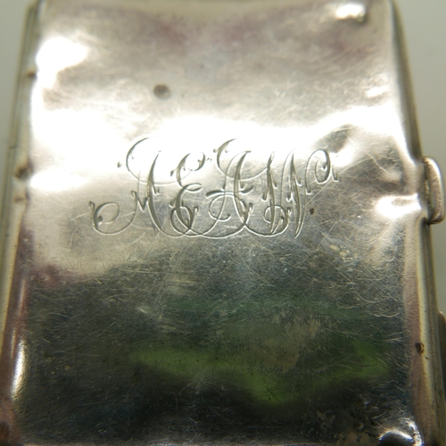 935 - A silver cigarette case, Reynolds Angels detail, a/f, 72g