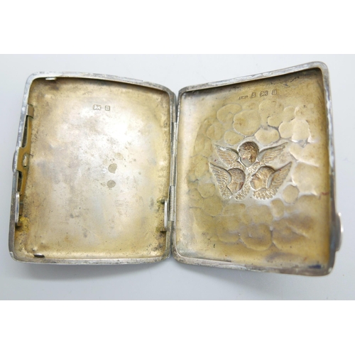 935 - A silver cigarette case, Reynolds Angels detail, a/f, 72g