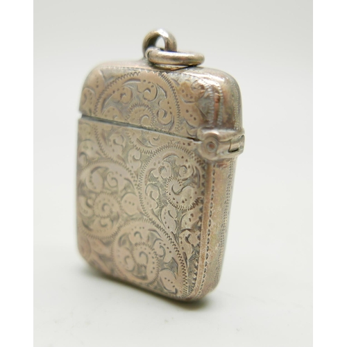 936 - A Victorian silver vesta case