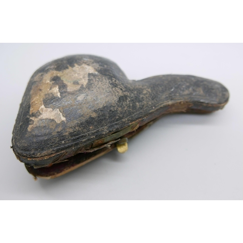 940 - A 19th Century Meerschaum pipe with amber stem, Bavarian man with beard and hat with feather