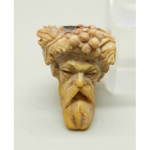 952 - Two carved Meerschaum pipes, one with head of an African man and one of a Greek god