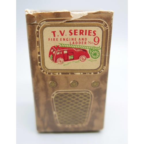 976 - Two boxed Benbros Qualitoy T.V. Series models, No.2 log-cart and No.9 fire engine and ladder, each b... 