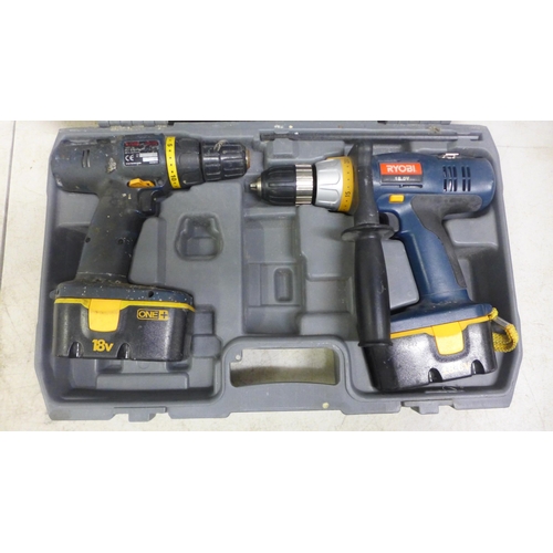 2009 - Five assorted cased drills including a Toledo TCD-240012 24v cordless power drill and a Fern power d... 