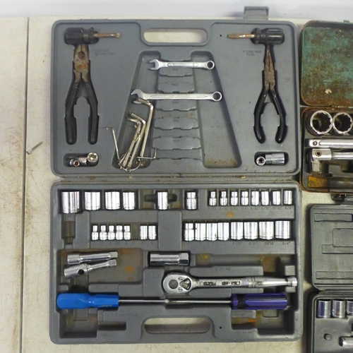 2012 - 3 Cased socket sets - one complete and two with parts missing