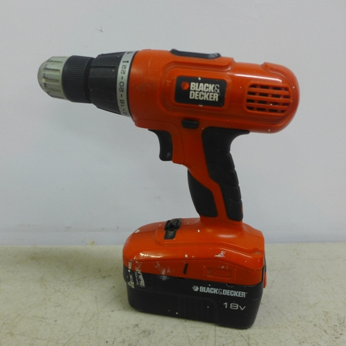 A Black and Decker EPC188 18v cordless drill with charger in case