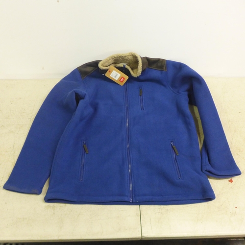 2062 - A Cotton Traders Sherpa bonded jacket in deep blue - unworn and a United World back pack