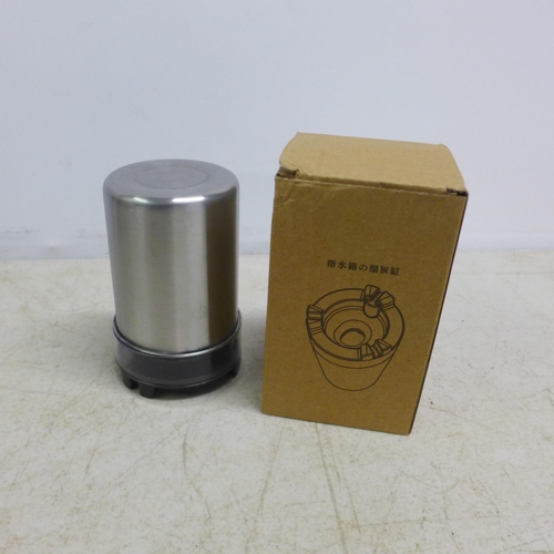 2085 - Ten Zgong stainless steel water activated car/cup holder ash trays