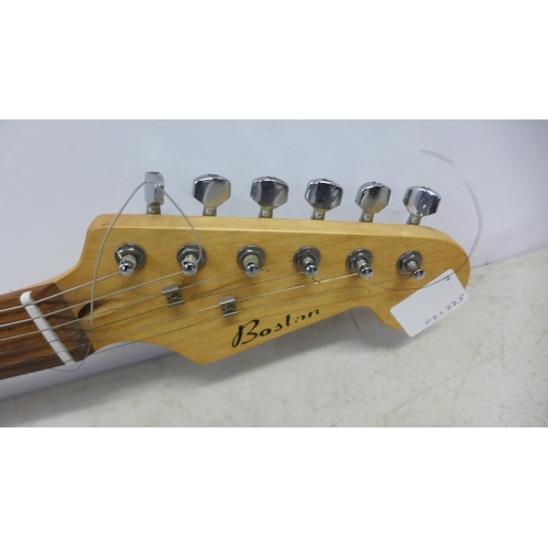 2089 - A Boston Strat style Sunburst electric guitar, a Gear 4 Music S15A 15w acoustic amplifier, an  Airbr... 