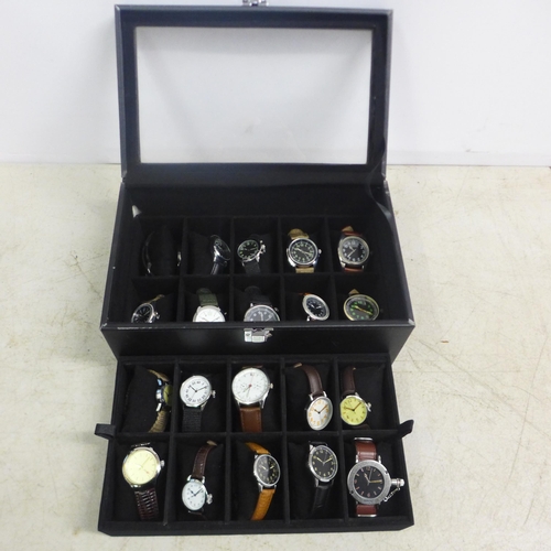 2107 - A display box containing gentleman's wristwatches (twenty per box)