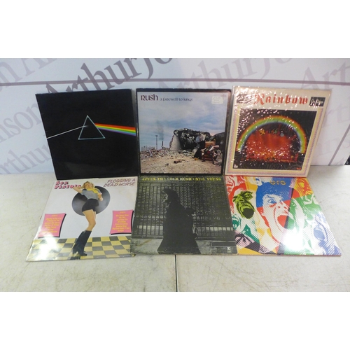 2115 - A box of 20 Rock n Roll LPs including Pink Floyd, Rush, Hendrix, The Who, Sex Pistols and Rolling St... 