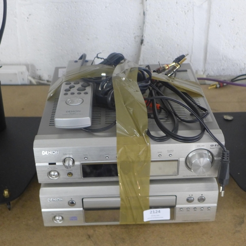 2124 - A Denon midi separates systems including CD deck and integrated stereo amp with a pair of matching s... 