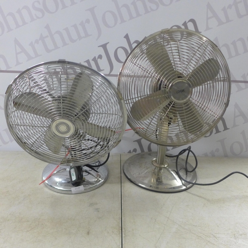 2126 - Two multi-speed metal desk fans - both W