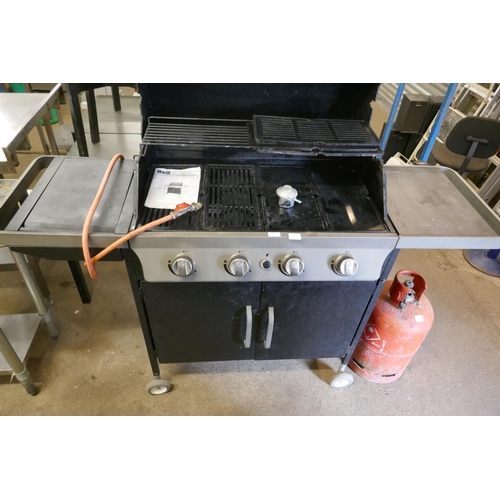 2150 - A gas fueled Blooma BBQ with electronic ignition, 4 burners, weather resistant cover and a part full... 