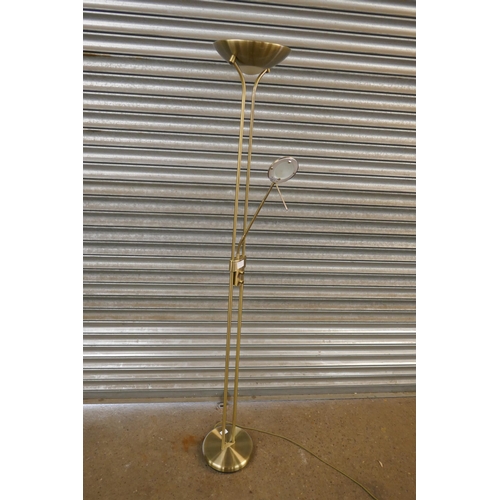 2156 - A brushed brass effect Endon standing reading light