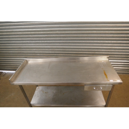 2172 - A 158 x 58cm stainless steel kitchen prep table with single drawer