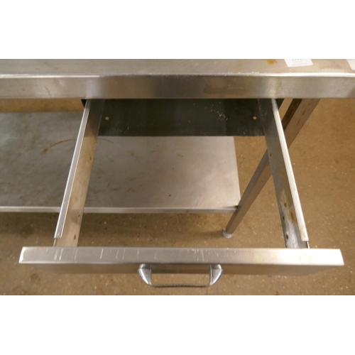 2172 - A 158 x 58cm stainless steel kitchen prep table with single drawer