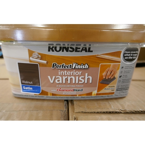 2355 - 23 x 750ml packs of Ronseal Satin Walnut Perfect Finish Interior Varnish with Diamond Hard Protectio... 