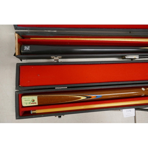 2376 - Two cased snooker cues - Haley H-County and Adams Cue