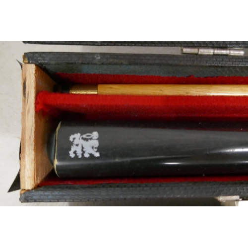 2376 - Two cased snooker cues - Haley H-County and Adams Cue