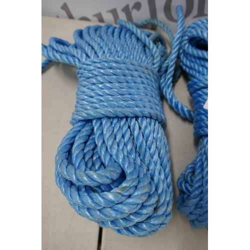 2384 - 2 Lengths of 12mm polypropylene rope - approx. 15m long each