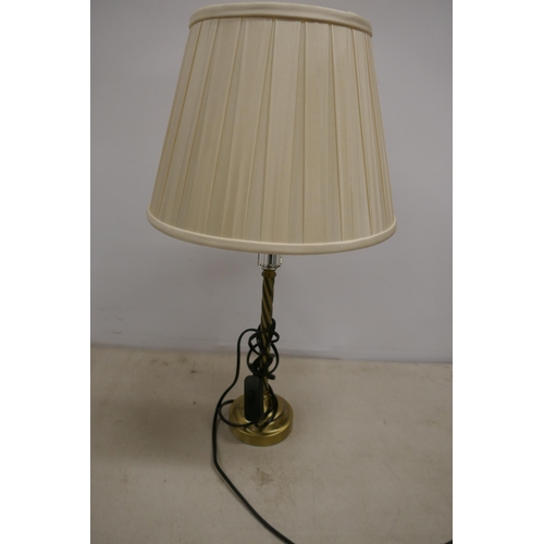 2398 - A quantity of lighting including a Tiffany style lamp, brushed brass effect lamp, angle poise style ... 