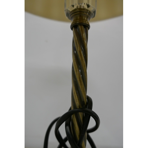 2398 - A quantity of lighting including a Tiffany style lamp, brushed brass effect lamp, angle poise style ... 