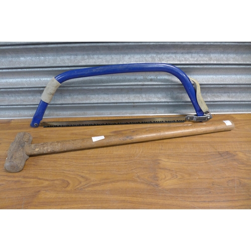 2228 - A 6lb lump hammer and bow saw