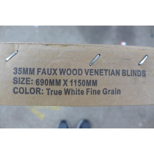 2242 - 15 boxed and unused Polablinds window blinds - Five 35mm faux wood Venetian blinds size 1490mm X 115... 