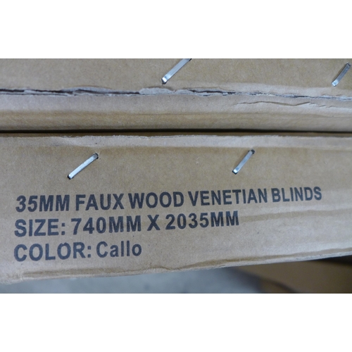 2244 - Ten boxed Polablinds 35mm faux wood Venetian blinds 740 X 2035mm - colour: Callo