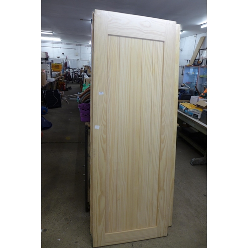 2247 - 4 clear pine internal panel doors - 2 size 2040 X 726mm, one 838 X 1981mm and one 2040 x 826mm  - un... 