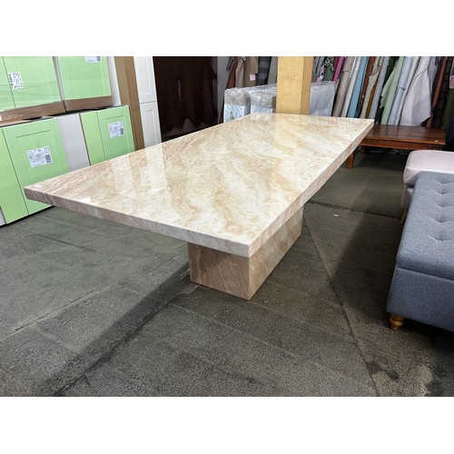 1518 - A 7ft Cream marble effect dining table