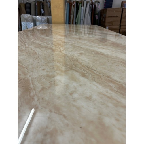 1518 - A 7ft Cream marble effect dining table