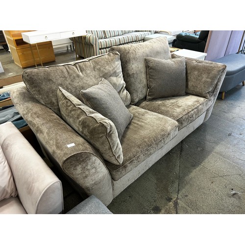 1529 - Mink velvet three seater sofa