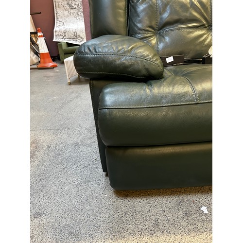 1546 - Green leather electric reclining sofa