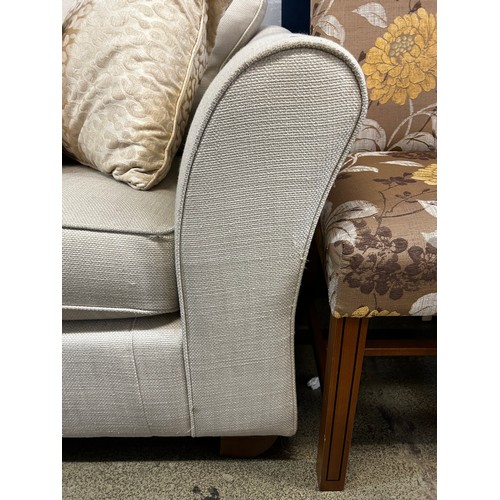 1629 - Oatmeal weave three seater sofa