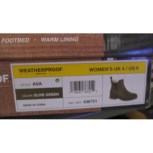 3038 - Pair of women's weatherproof olive green ankle boots/wellies - UK size 4 * this lot is subject to VA... 