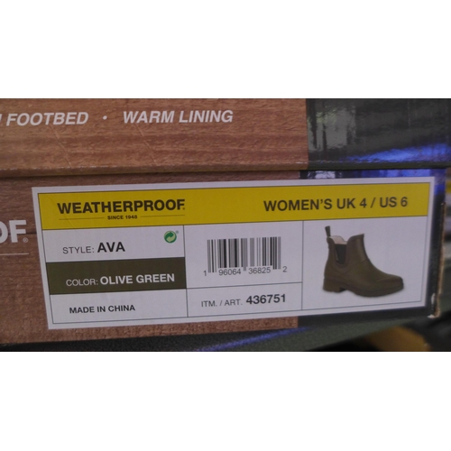 3040 - Pair of women's weatherproof olive green ankle boots/wellies - UK size 4 * this lot is subject to VA... 