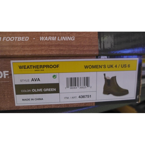 3041 - Pair of women's weatherproof olive green ankle boots/wellies - UK size 4 * this lot is subject to VA... 