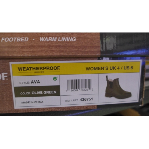 3042 - Pair of women's weatherproof olive green ankle boots/wellies - UK size 4 * this lot is subject to VA... 