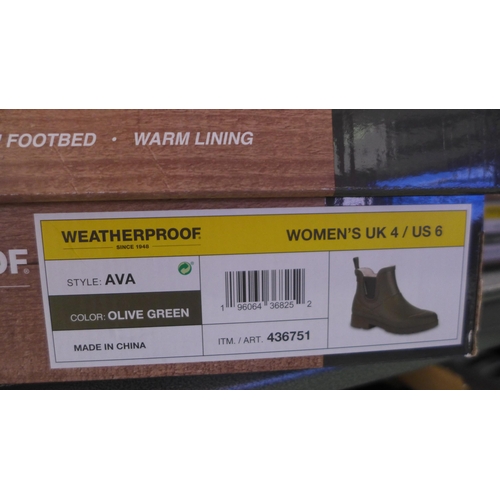 3044 - Pair of women's weatherproof olive green ankle boots/wellies - UK size 4 * this lot is subject to VA... 