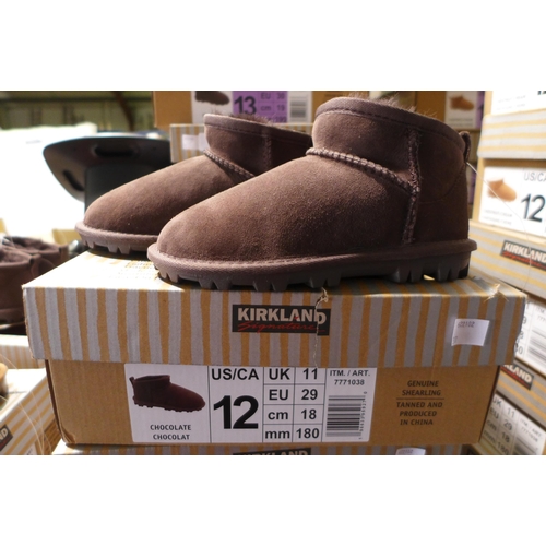 3071 - 2 Pairs of children's Kirkland Signature chocolate coloured Shearling boots - UK size C11 * this lot... 