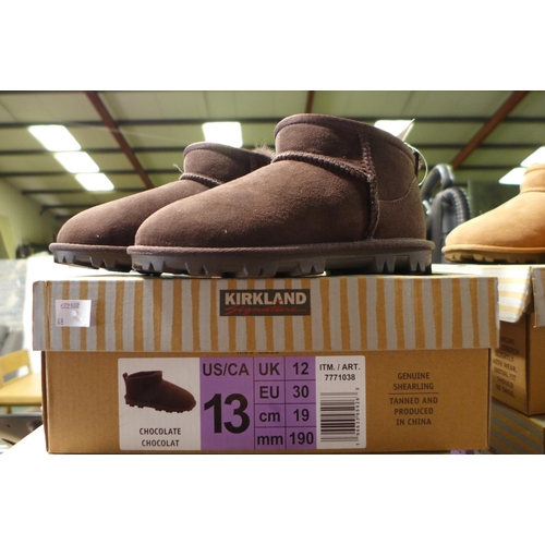 3082 - 2 Pairs of children's Kirkland Signature chocolate coloured Shearling boots - UK size C12 * this lot... 