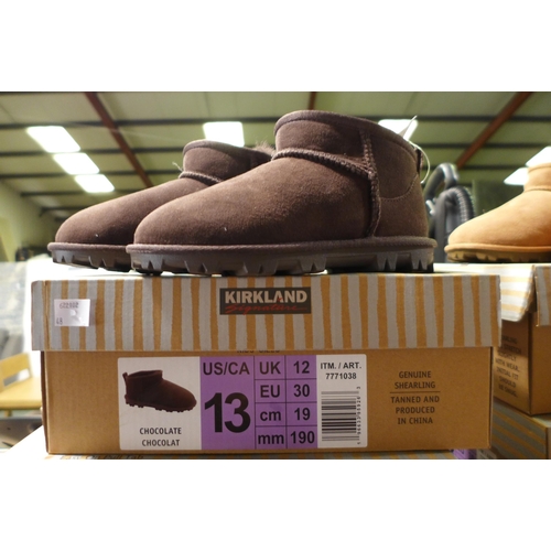 3083 - Pair of children's Kirkland Signature chocolate coloured Shearling boots - UK size C12 * this lot is... 