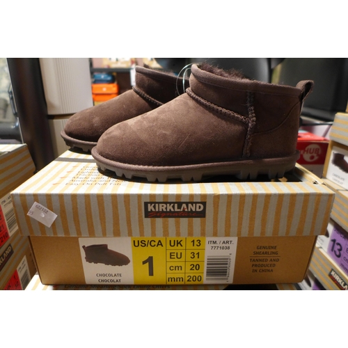 3088 - Pair of children's Kirkland Signature chocolate coloured Shearling boots - UK size C13 * this lot is... 