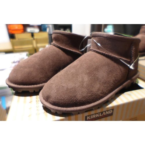 3096 - 3 Pairs of children's Kirkland Signature chocolate coloured Shearling boots - UK size C1 * this lot ... 