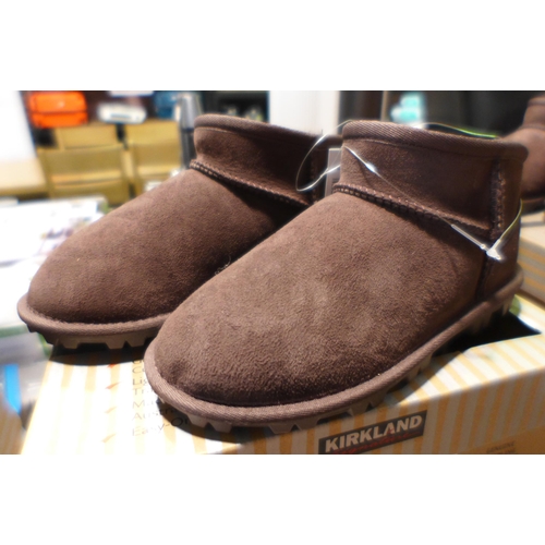 3097 - 3 Pairs of children's Kirkland Signature chocolate coloured Shearling boots - UK size C1 * this lot ... 