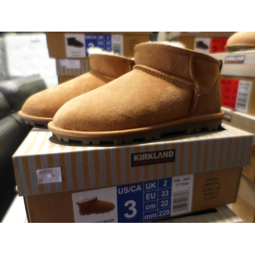 3108 - Pair of children's Kirkland Signature chestnut coloured Shearling boots - UK size C2 * this lot is s... 