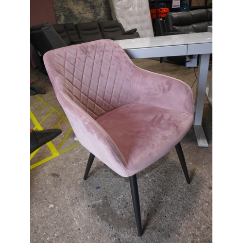 3111 - Pink velvet Dining Chair  (320-189) *This lot is subject to VAT