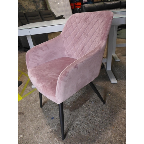 3111 - Pink velvet Dining Chair  (320-189) *This lot is subject to VAT