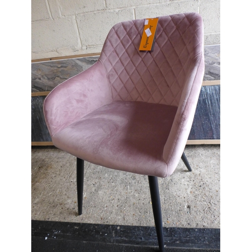 3112 - Pink Velvet Dining Chair (320-81) *This lot is subject to VAT